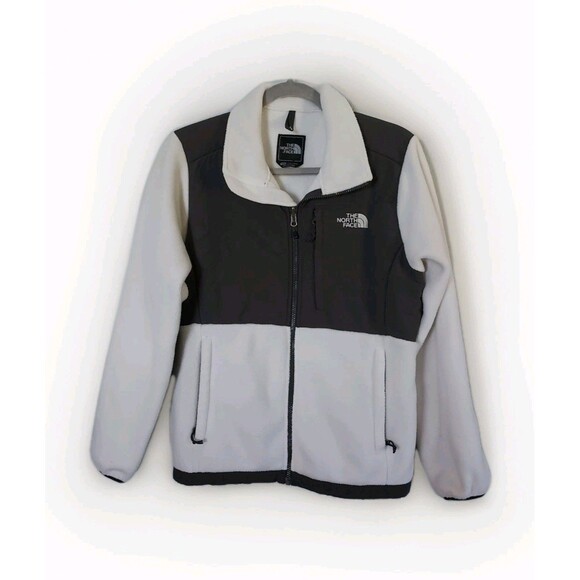The North Face Denali Fleece Jacket Womens Size Medium White Gray Polartec - Picture 1 of 5